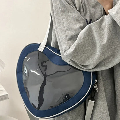 Heart-Shaped Transparent Ita Bag Crossbody for Women & Girls
