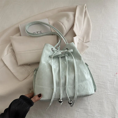 Drawstring Bucket Bag – Women's Korean Crossbody Handbag