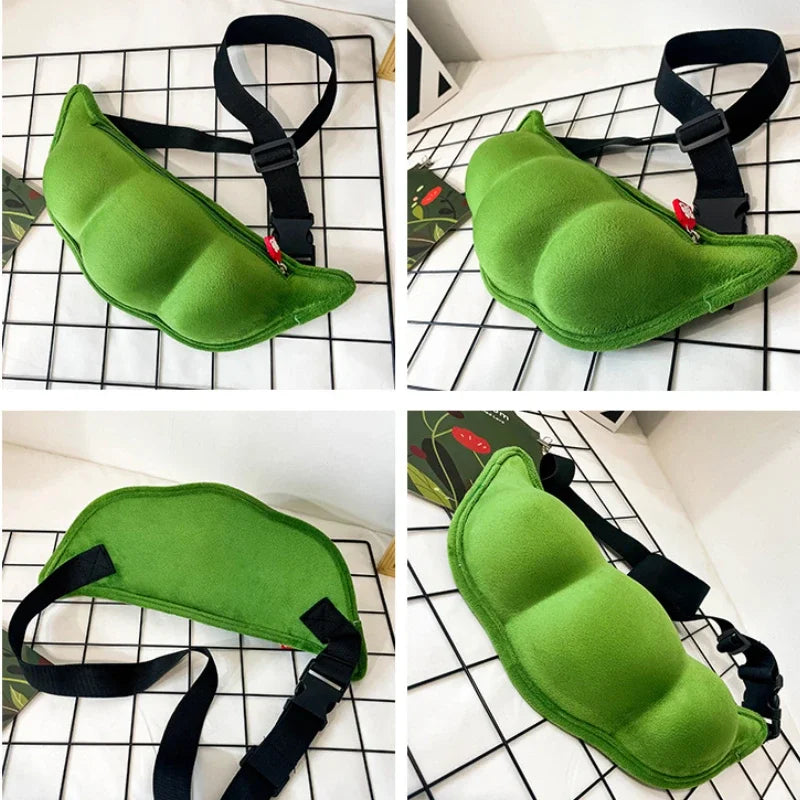 Edamame Plush Crossbody Bag – Cute Novelty Shoulder Bag