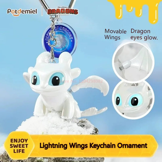 Toothless Night Fury Dragon Keychain – Luminous Eyes Charm