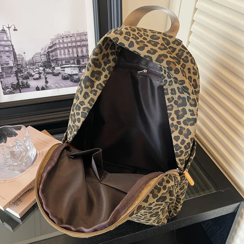Leopard Print Backpack – Women's Trendy Casual Shoulder Bag