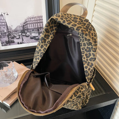 Leopard Print Backpack – Women's Trendy Casual Shoulder Bag
