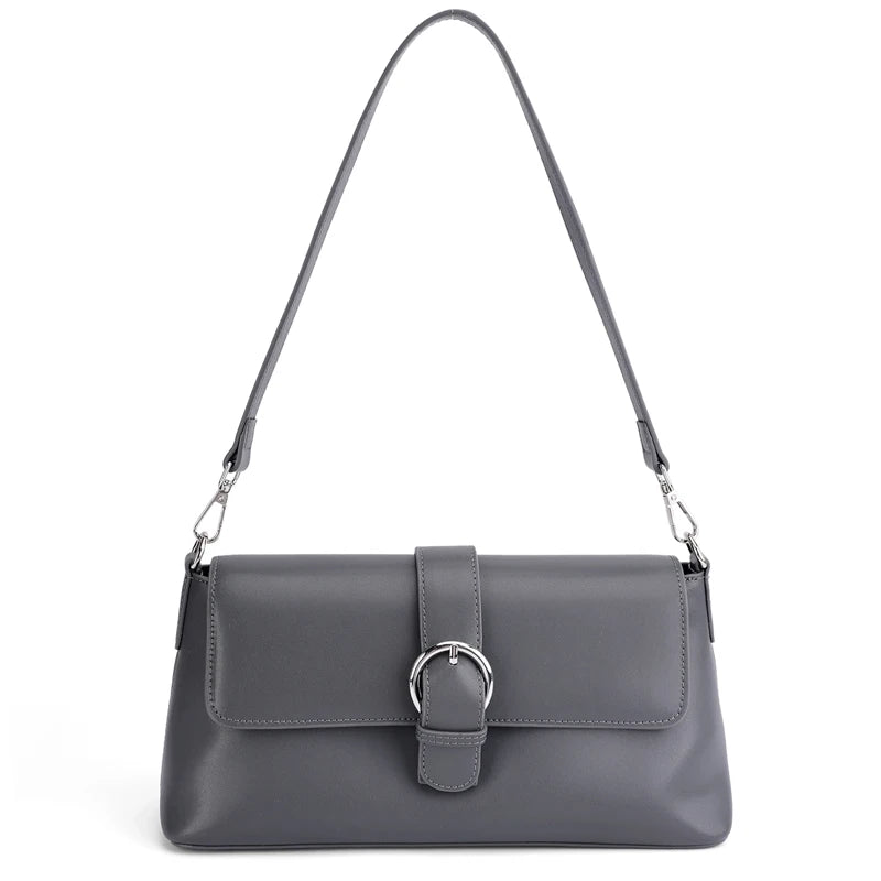 Genuine Leather Crossbody Bag for Women – Lightweight Buckle Shoulder Bag