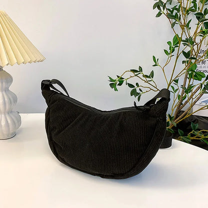 Corduroy Hobo Shoulder Bag for Women – Casual Crossbody Purse