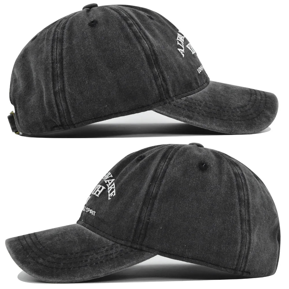 Embroidered Vintage Baseball Cap – Washed Cotton Snapback for Men & Women