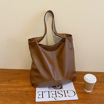 Large Capacity PU Leather Shoulder Bag – Women's Tote