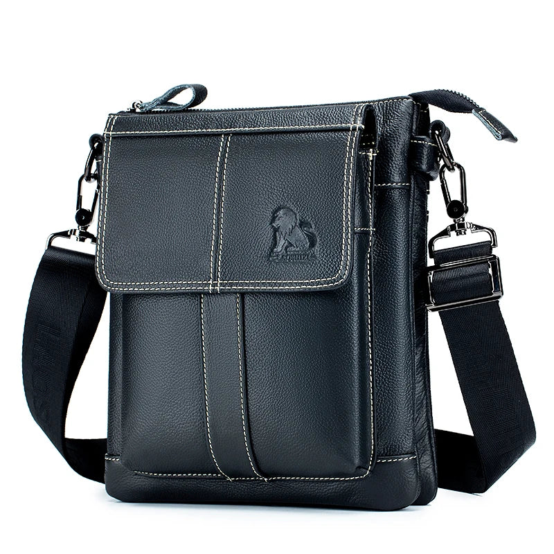 Men's Genuine Leather Crossbody Bag – Retro Cowhide Shoulder Bag