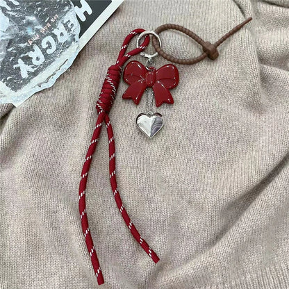 Cute Bag Charm Keychain with Mini Purse, Bow & Eiffel Tower Pendant