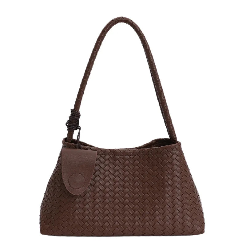 Woven Shoulder Bag for Women – Retro Underarm Handbag
