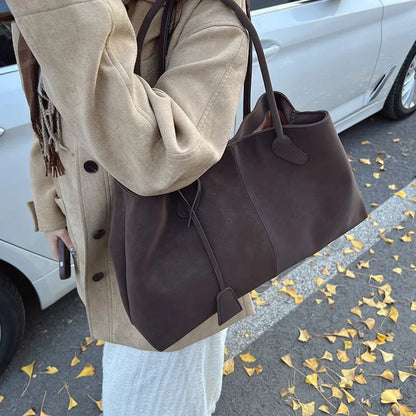 Suede Tote Bag – Large Capacity Korean Style Shoulder Handbag