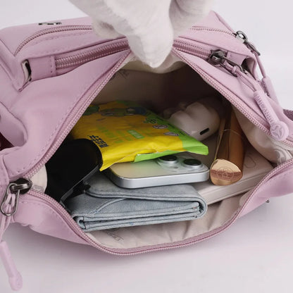 Women's Lightweight Waterproof Nylon Crossbody Bag – Multi-Pocket Shoulder Handbag