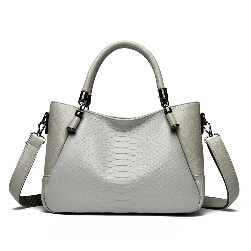 Snakeskin Leather Tote Bag for Women – Luxury Shoulder Handbag