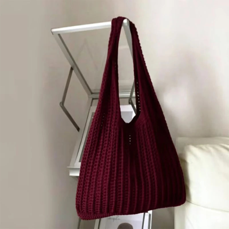Bohemian Crochet Shoulder Bag – Large Capacity Woven Tote