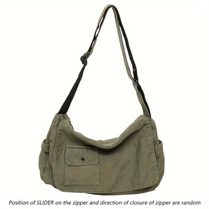 Canvas Crossbody Messenger Bag – Large Capacity Shoulder Bag