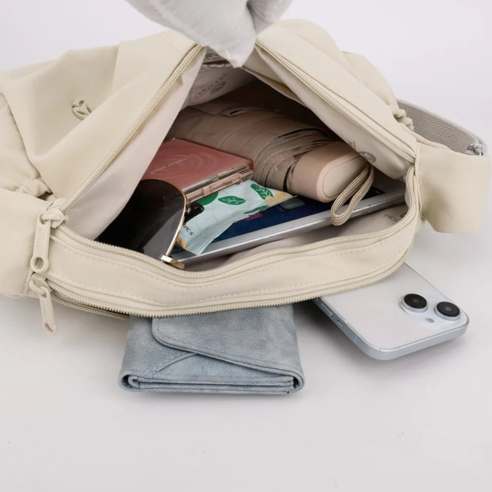Women's Waterproof Nylon Crossbody Bag – 2-Layer Lightweight Shoulder Hobo Bag