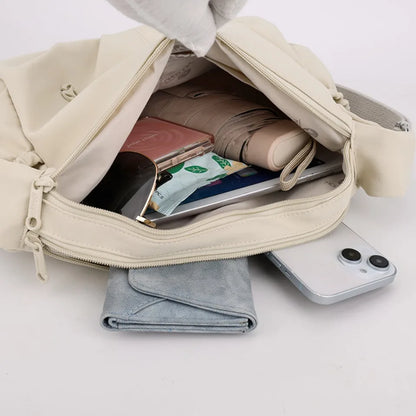 Women's Waterproof Nylon Crossbody Bag – 2-Layer Lightweight Shoulder Hobo Bag