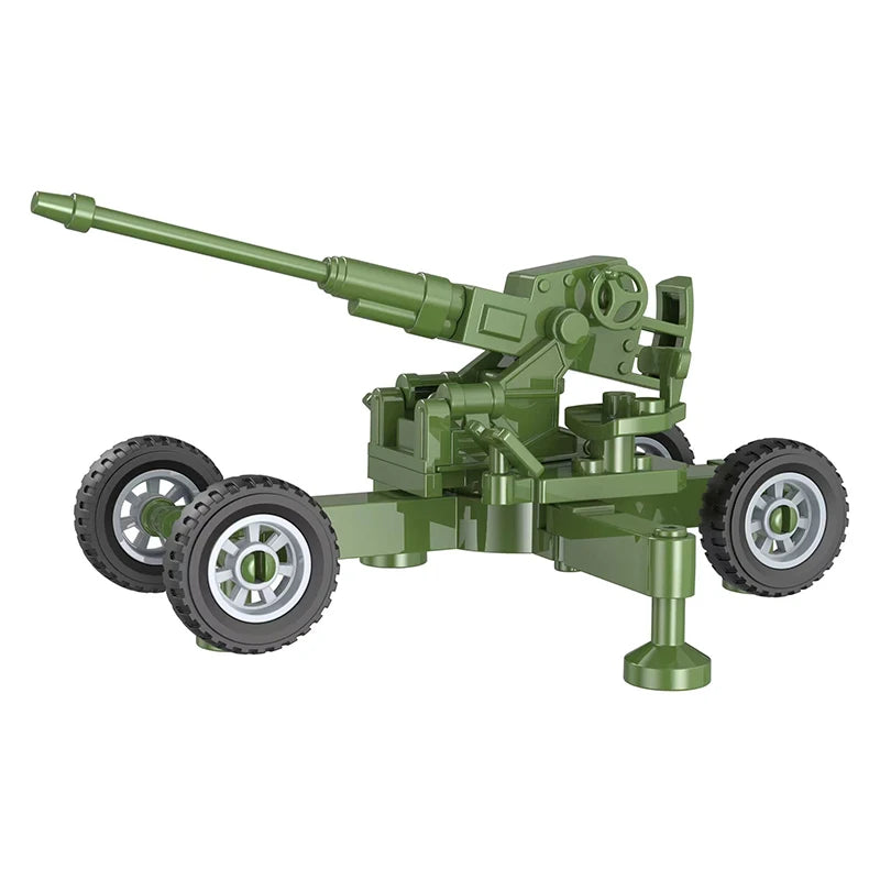 Military Anti-Aircraft Cannon MOC Building Blocks Model – WWII Artillery Brick Kit