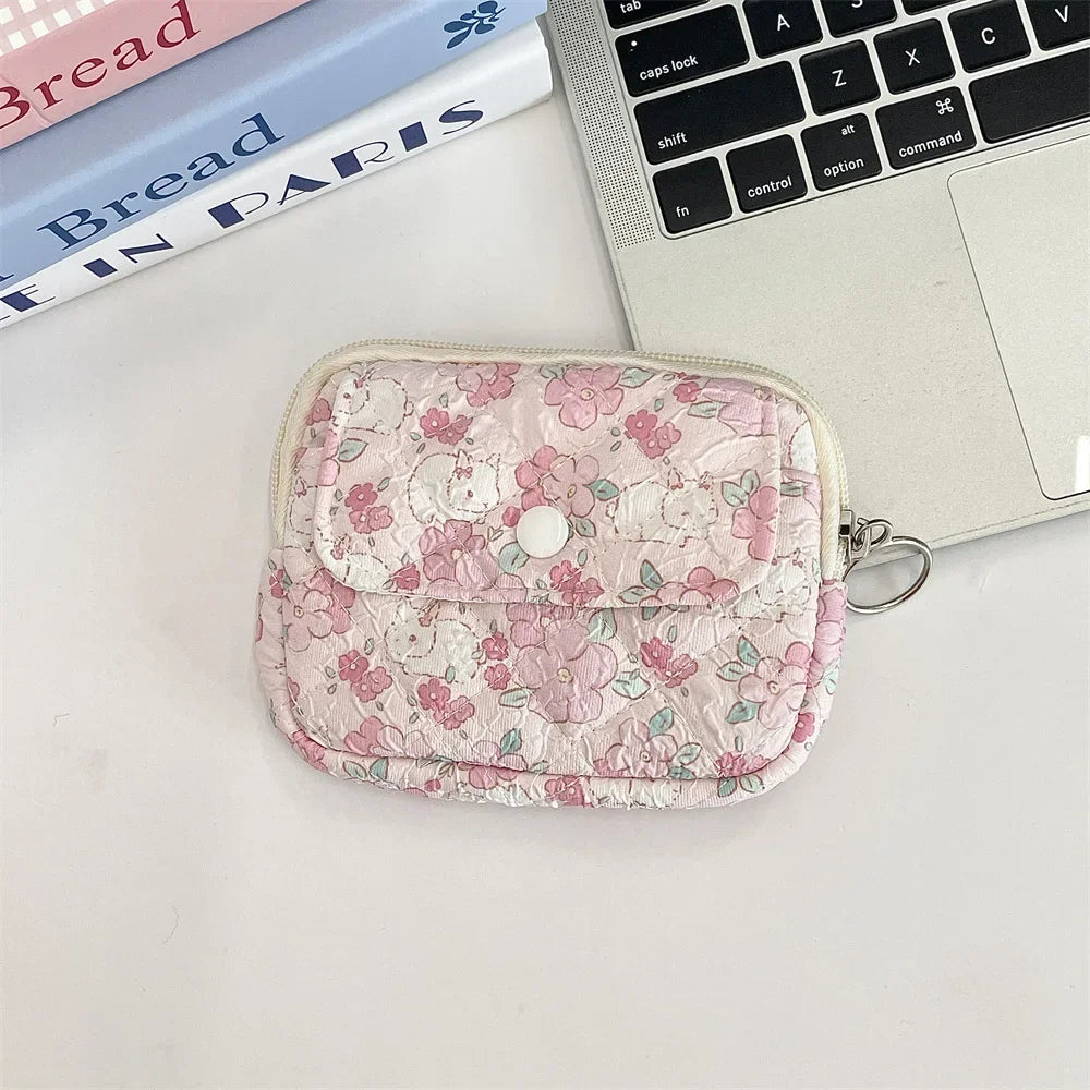 Quilted Makeup Bag – Cute Cartoon Mini Pouch & Card Holder