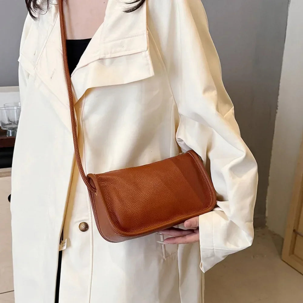 Genuine Leather Crossbody Bag for Women – Cowhide Shoulder Purse