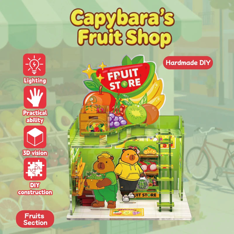 Capybara DIY Building Blocks Kit – Miniature Street Shop with LED Light