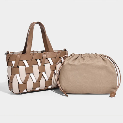 Woven Basket Handbag – 2-in-1 Shoulder & Crossbody Bag