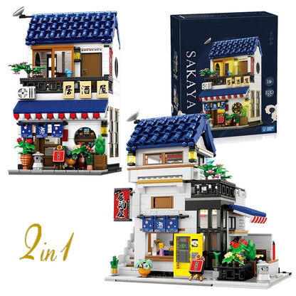 Japanese Ramen Shop Building Blocks Set – MOC Street Scene with Lights