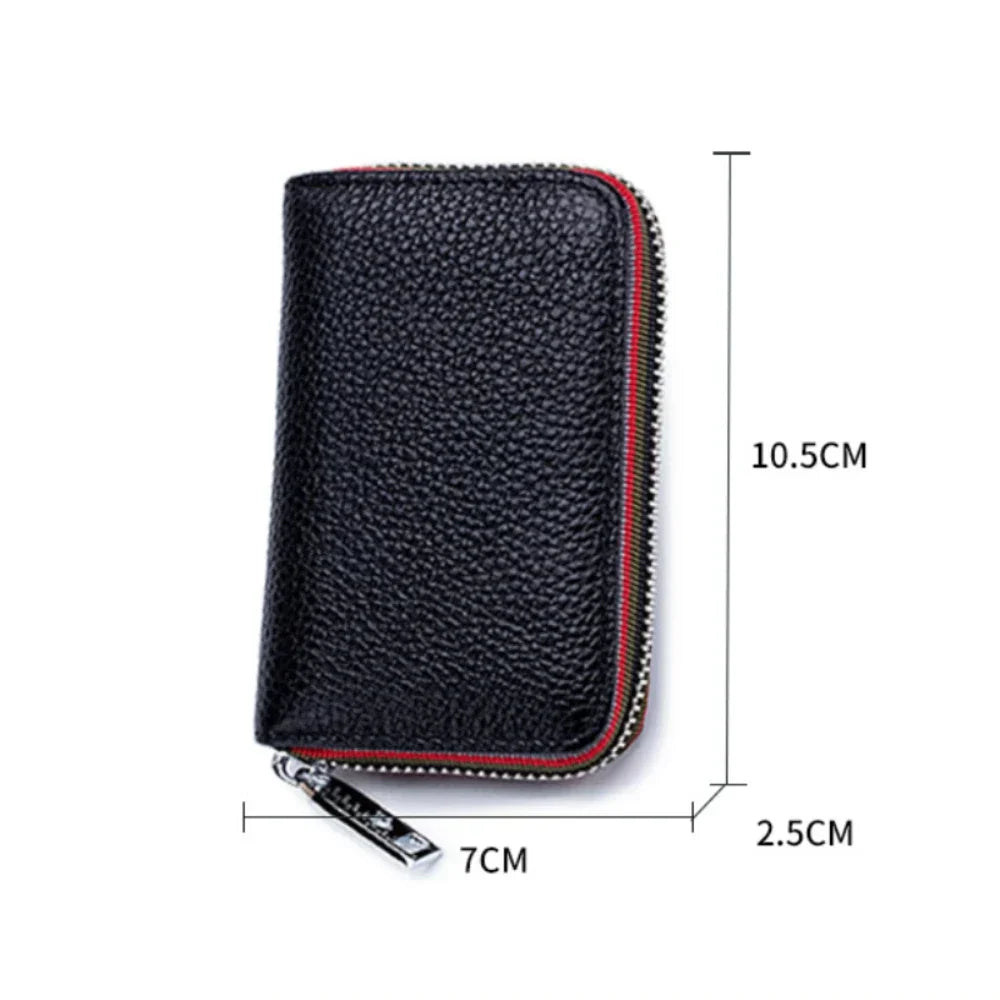 RFID Blocking Leather Card Holder Wallet – Zipper Accordion Coin Purse