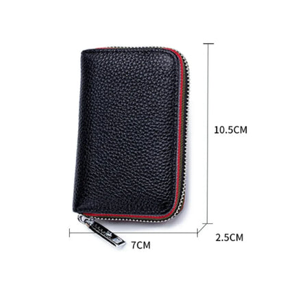 RFID Blocking Leather Card Holder Wallet – Zipper Accordion Coin Purse