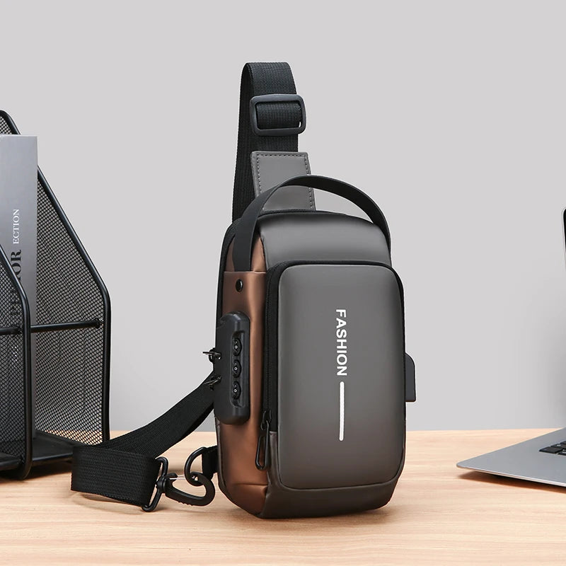 Anti-Theft Chest Bag for Men – USB Charging Crossbody Sling