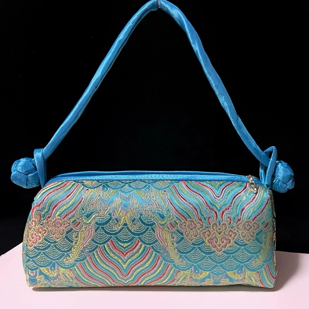 Embroidered Silk Shoulder Bag – Floral Cheongsam Purse
