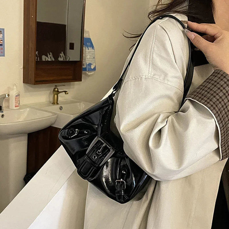 Y2K Pleated Hobo Shoulder Bag – Retro Maillard Style Clutch Handbag