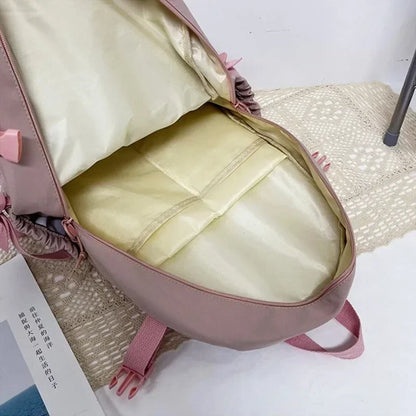 Kawaii Aesthetic Backpack for Teen Girls – Cute School Bag with Plush Pendant