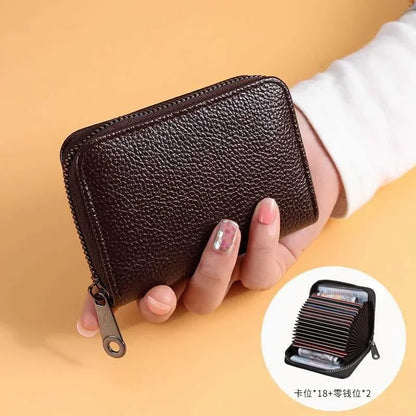 Leather Card Holder Wallet with Zipper – 9 or 18 Slots