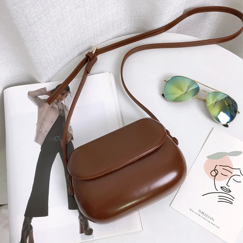 Women Messenger Bag Pu Leather Shiny Shoulder Hard Flip Buckle Mobile Phone Outing Coin Purse