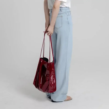 Patent Leather Women's Tote Shoulder Bag – Large Capacity Handbag