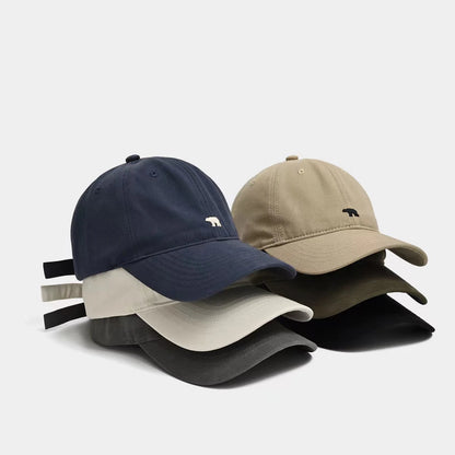 Bear Embroidered Baseball Cap – Unisex Large Brim Dad Hat