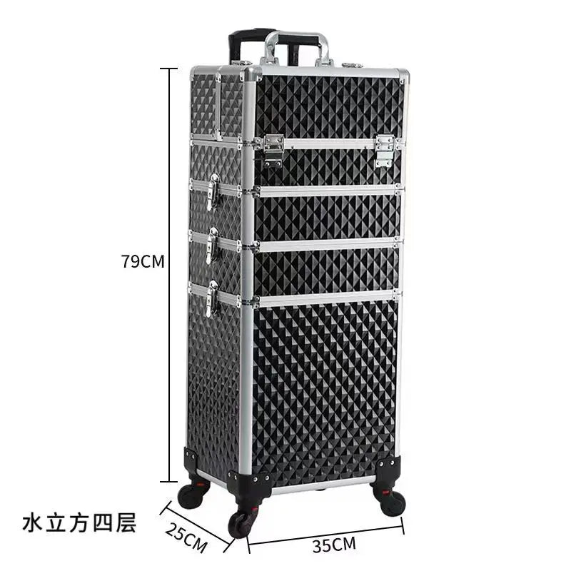 Professional Multilayer Rolling Makeup Case with Wheels