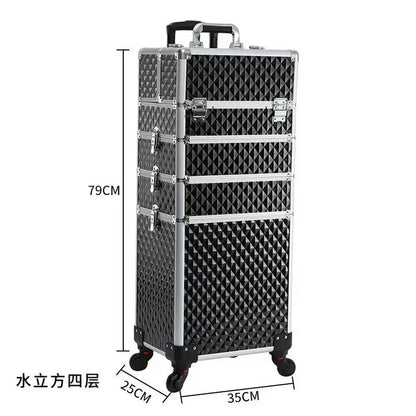 Professional Multilayer Rolling Makeup Case with Wheels
