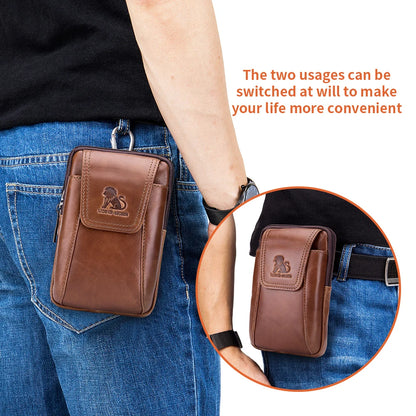 Leather Belt Bag for Men - Genuine Cowhide Phone Waist Pouch