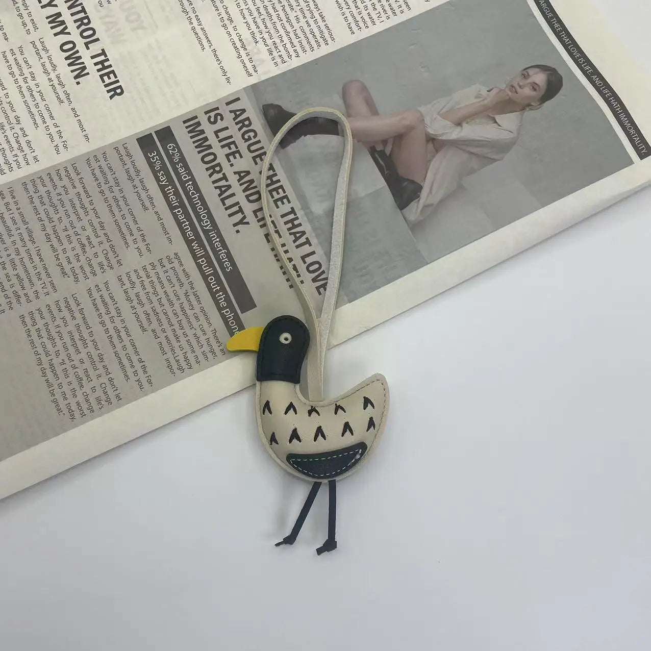 Duck Bag Charm Keychain – Cute Cartoon Leather Bag Pendant