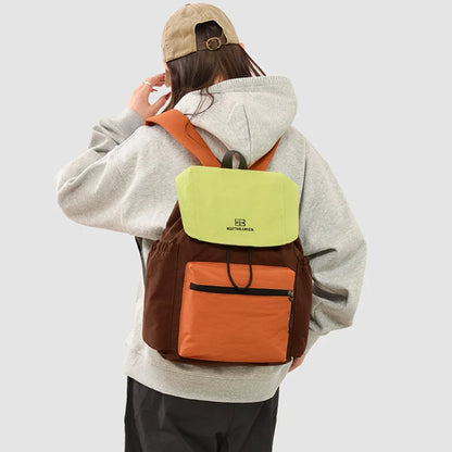 Large Capacity Casual Backpack – Unisex Colorblock Shoulder Bag