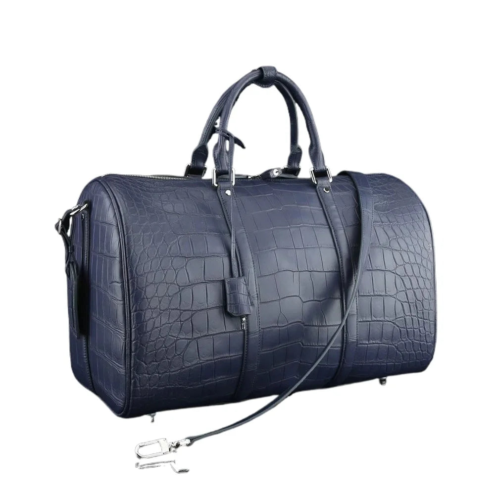 Crocodile Belly Leather Duffle Bag – Men's Luxury Travel Bag
