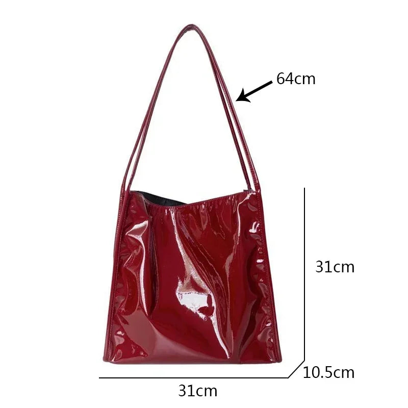 Patent Leather Women's Tote Shoulder Bag – Large Capacity Handbag