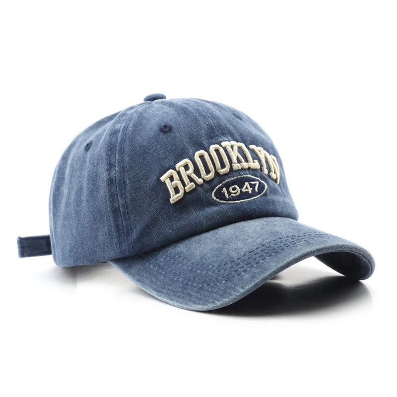 Retro Embroidered Baseball Cap – Washed Cotton Snapback Hat
