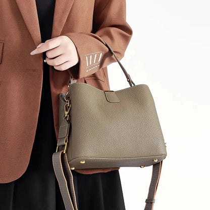 Genuine Leather Bucket Bag – Luxury Crossbody & Top Handle Bag