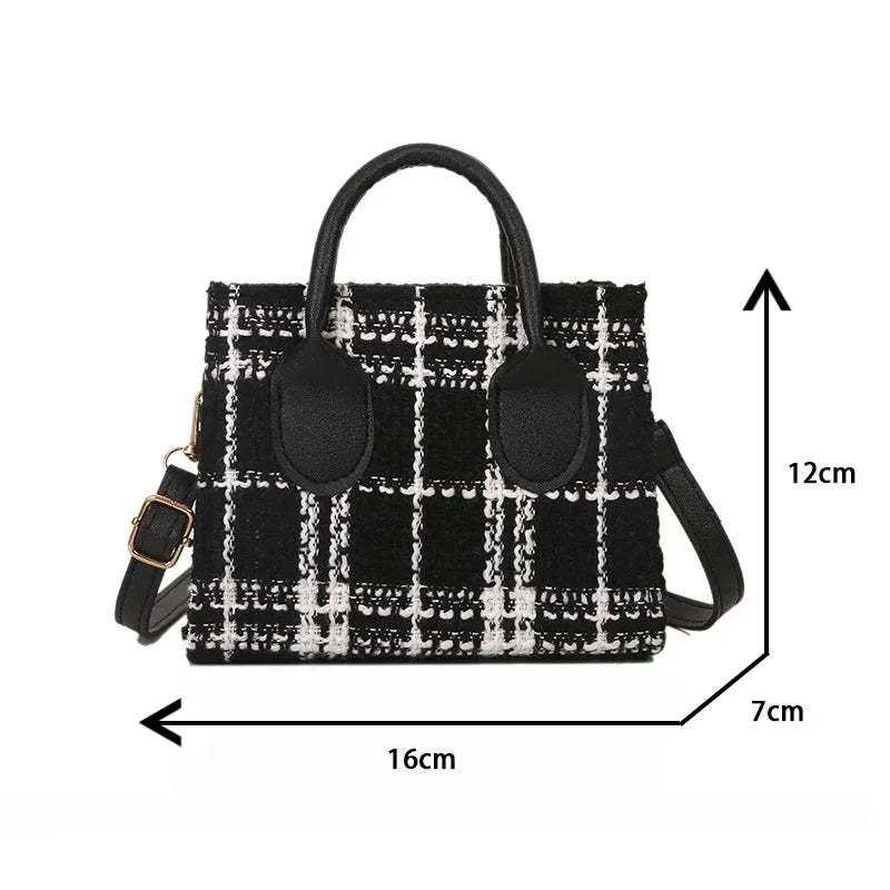 Mini Check Pattern Crossbody Bag – Lightweight Women's Shoulder Handbag