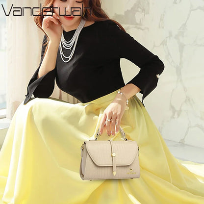 Crocodile Pattern Leather Crossbody Bag for Women