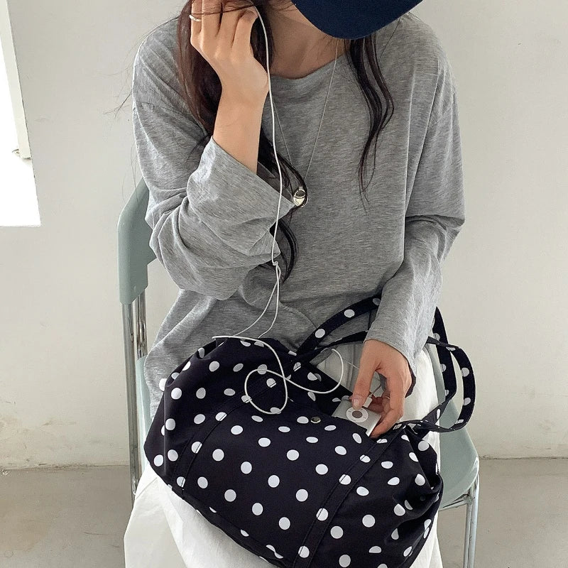 Cute Korean Style Handle Bag Casual Polka Dot Tote