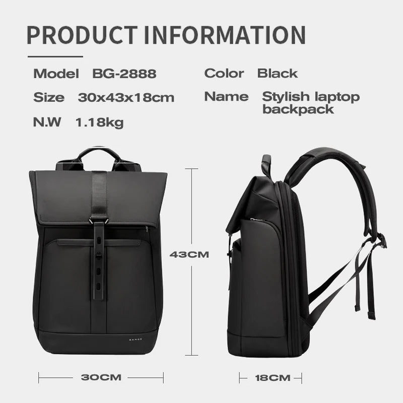 BANGE Anti-Theft Waterproof Laptop Backpack 15.6" – Business & School Bag