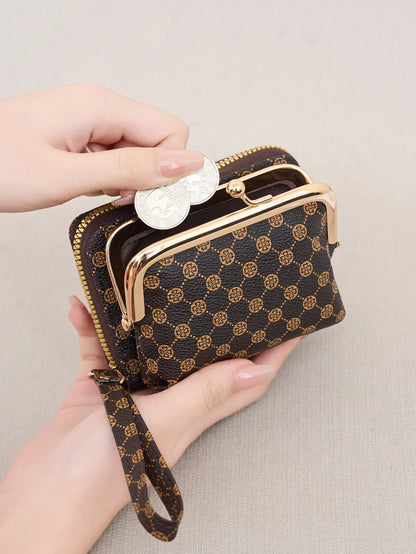 Women's Retro Coin Purse with Wrist Strap & Multi-Slot Card Holder